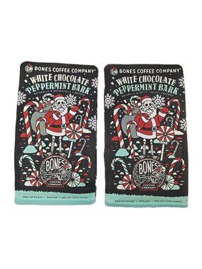 Bones Ground Coffee Peppermint Bark 2-PACK 12 Oz Each Medium Roast BB 09/26